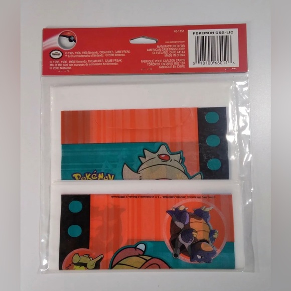 Pokemon Party Gift Bags Set of 8 Vintage 2000 NOS Original American Greet 6.5x9 - Picture 2 of 11